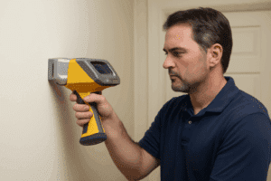 Certified inspector conducting lead paint screening using XRF technology in Sevierville, TN home.