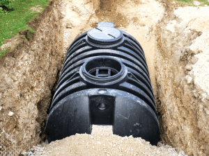 New septic tank installed underground at a residential property for septic system service in Gatlinburg Tennessee