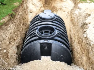 New septic tank installed underground at a residential property for septic system service in Gatlinburg Tennessee