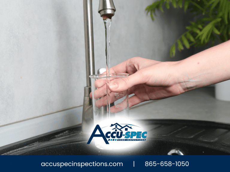 Kitchen faucet filling a glass with water in a Gatlinburg TN home during a plumbing inspection